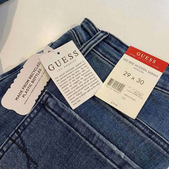 Guess Mid Rise Modern Skinny Avalon Jeans 29x30 Medium Wash Repreve Recycle - Picture 4 of 16